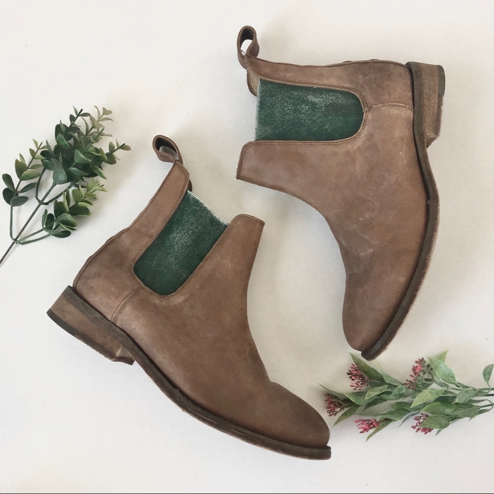 Free People Brown and Green Ankle Boots